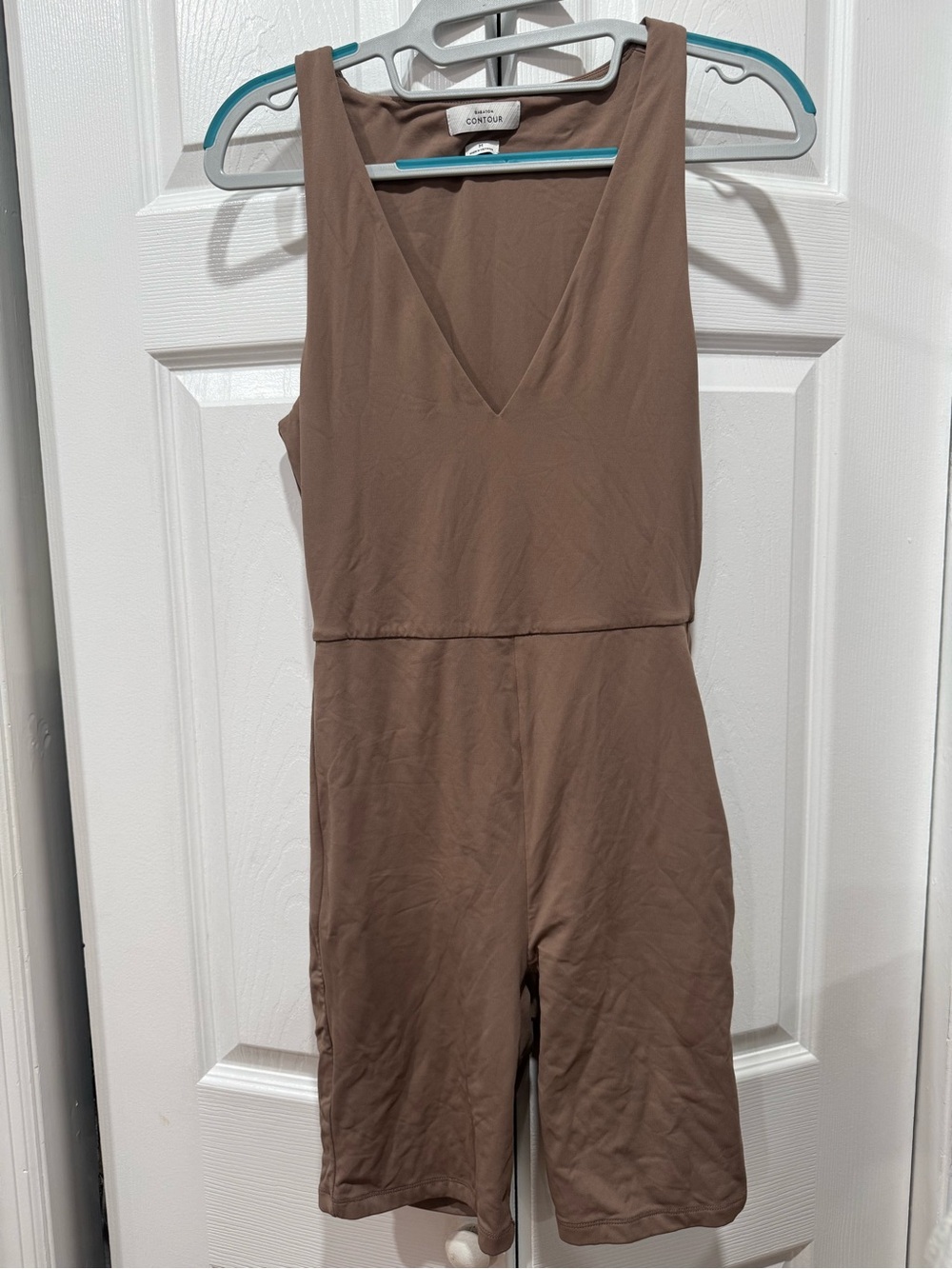 Babaton Brown Sleeveless V-Neck Jumpsuit Romper